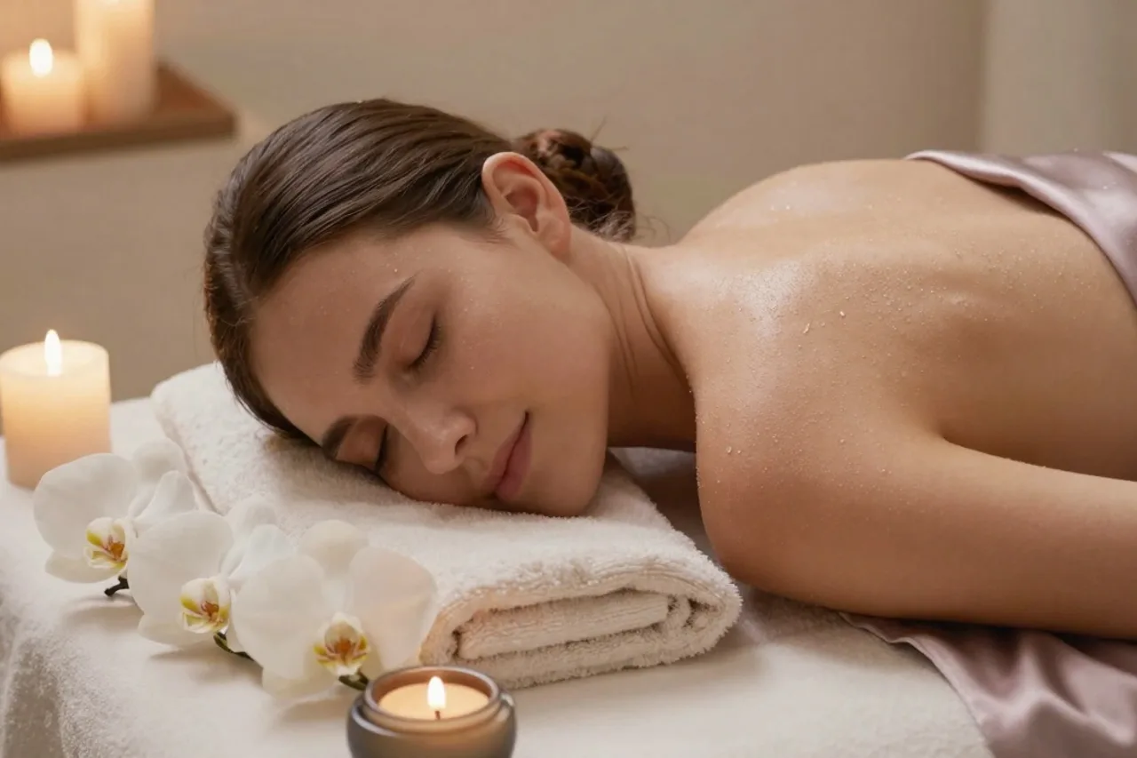 Table de massage dans une cabine de spa